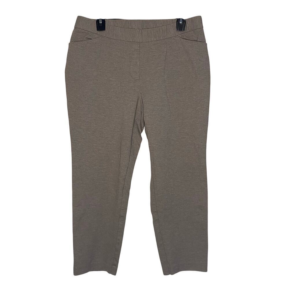J Jill Pointe Slim Leg Gray Brown‎ Pull On Dress Pants Size Large Petite Pockets